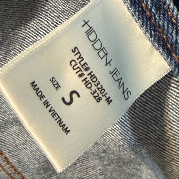 Hidden Jeans Cropped Denim Jacket Small Distressed Blue Trucker Cotton - Picture 10 of 11